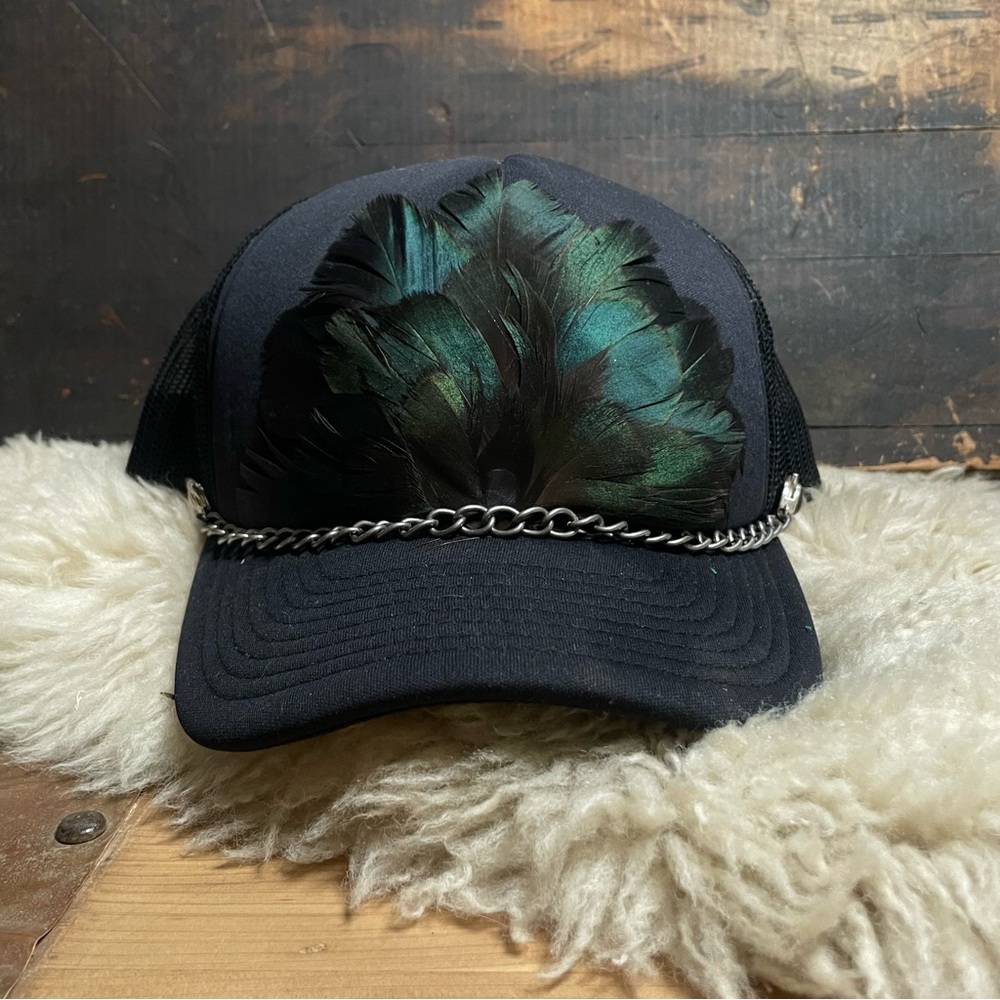 Black Feather Trucker Hat